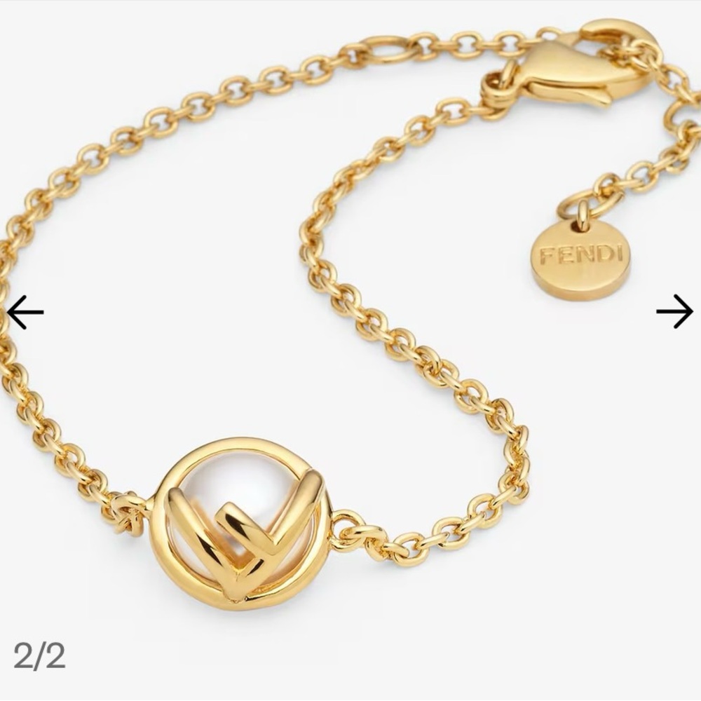 Fendi Gold F is for Fendi Bracelet with Logo Accent.